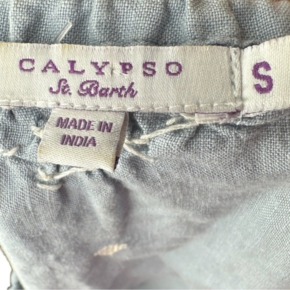 Calypso St. Barth Embroidered Chambray Blouse Small Boho Chic - Picture 8 of 8